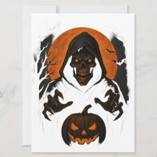 Cartão Feiticeiro de Halloween assustador - Caveira Assus