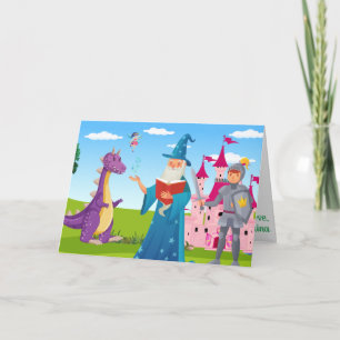 Cartão Feiticeiro Knight Dragon Fairy Tale Kids Fab Color