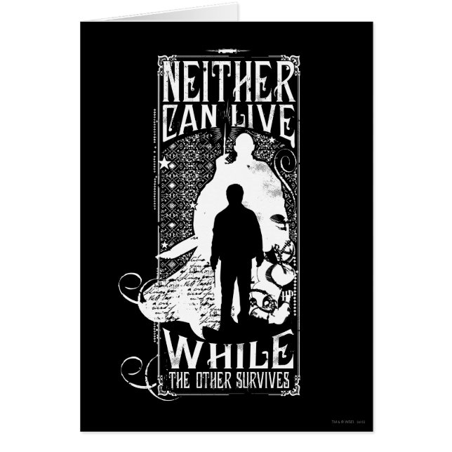 Cartão Feitiço Harry Potter | Nenhum Pode Viver (Frente)