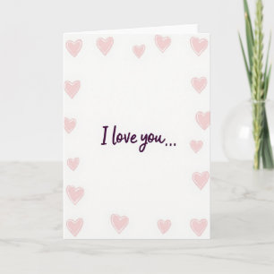 Cartão feito à mão com corações 'Eu amo você'