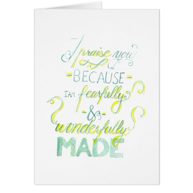 Cartão Feito temìvel e maravilhosamente (Frente)