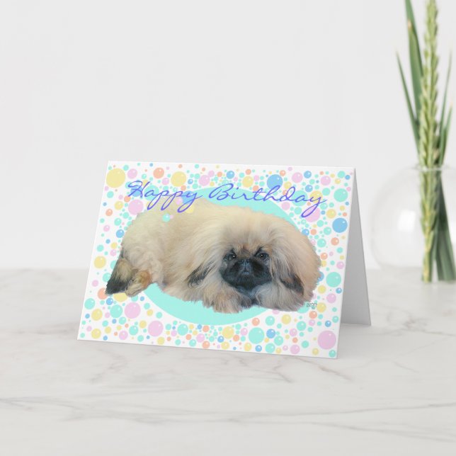 Cartão Felicidade das bolhas de Pekingese (Frente)