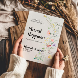 Cartão Felicidade Eterna Batismo JW com Flores de primave