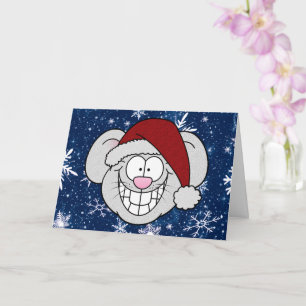 Cartão Félicitações Natal Feliz Natal Rato Papai Noel