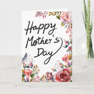 Cartão Feliciz Dia das Mães aquarela floral elegante 1 fo