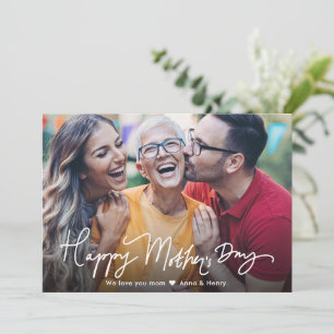 Cartão Feliciz Dia das Mães Foto de Caligrafia Simples Mo