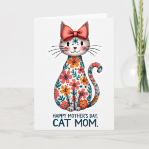 Cartão Felino Floral de Faux Folha