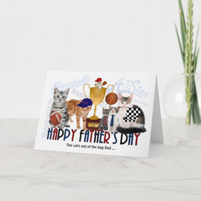 Cartão Felinos esportivos para Pai no Dia de os pais (Frente)