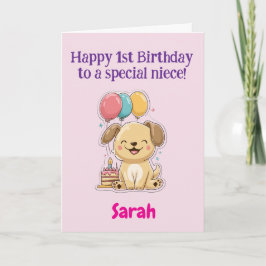 Cartão Feliz 1º Aniversário a uma Sobrinha Especial, Cach
