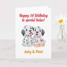 Feliz 1º Aniversário para Gêmeos Menina e Menino,