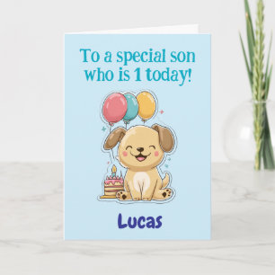 Cartão Feliz 1º Aniversário para um Filho Especial, Cacho