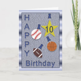 Cartão Feliz 10º aniversário Esportes que você personaliz