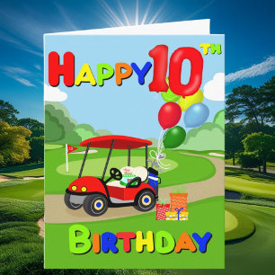 Cartão Feliz 10º Aniversário Red Boys Golf Card