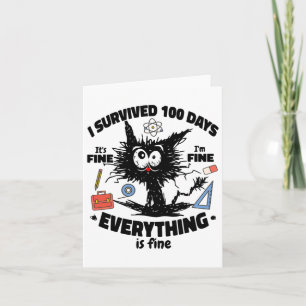 Cartão Feliz 100º Dia De Gato Negro Engraçado Da Escola 1