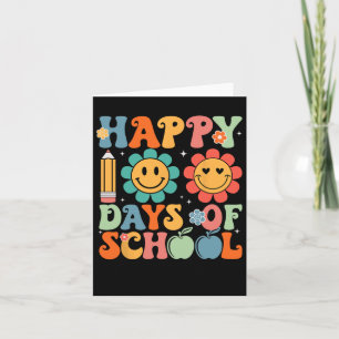 Cartão Feliz 100º Dia De Professores Crianças Retro Groov
