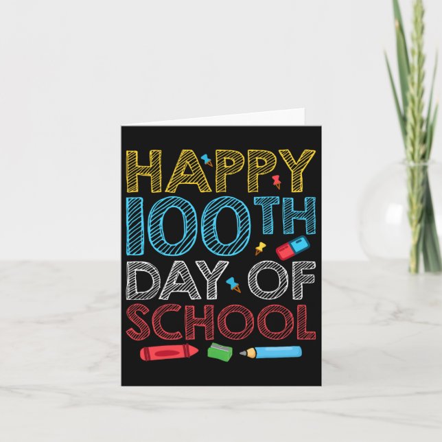 Cartão Feliz 100º Dia De Professores Estudantes De 100 Di (Frente)