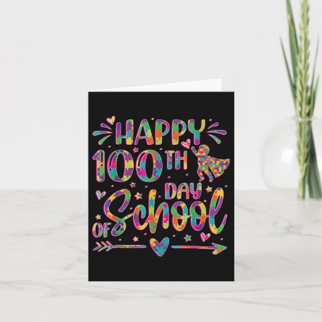 Cartão Feliz 100º Dia De Quebra-cabeça Escolar 100 Dias M (Frente)