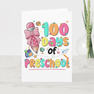 Cartão Feliz 100 Dias de Escola Laço Rosa