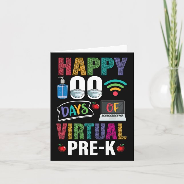 Cartão Feliz 100 Dias De Estudo De Professores Pré-k Virt (Frente)