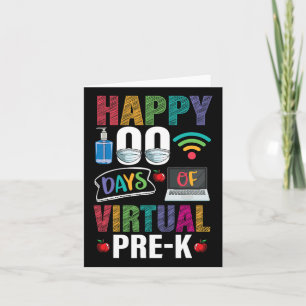 Cartão Feliz 100 Dias De Estudo De Professores Pré-k Virt