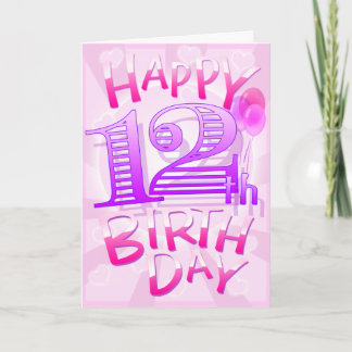 Cartão Feliz 12 Birthday