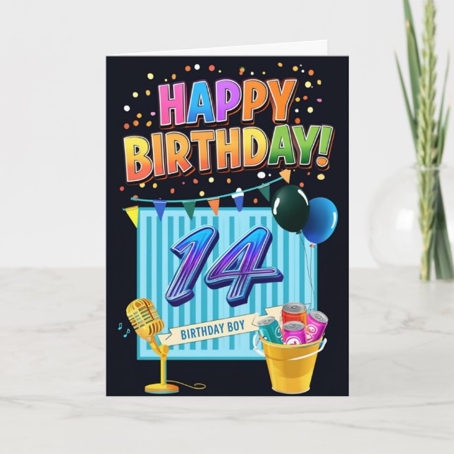 Cartão Feliz 14 Birthday (Frente)