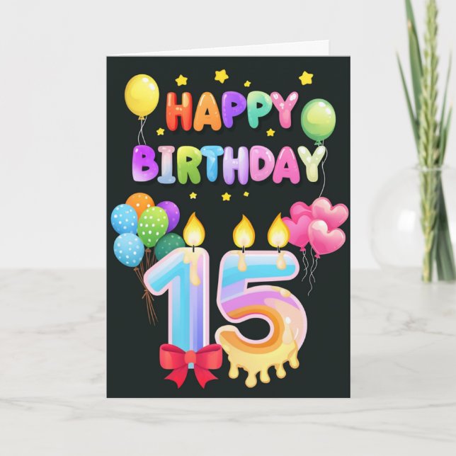 Cartão Feliz 15 Birthday (Frente)