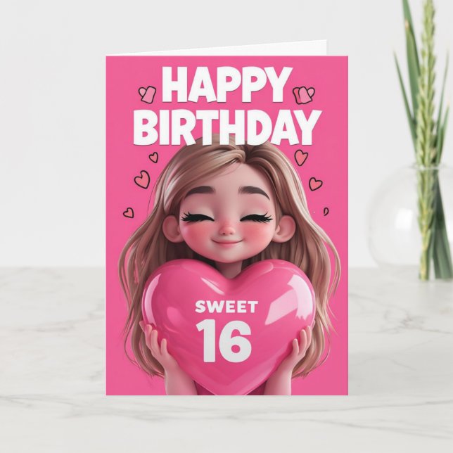 Cartão Feliz 16º aniversário (Frente)