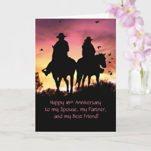Cartão Feliz 16.º Aniversário, Cowboy e Cowgirl Andando