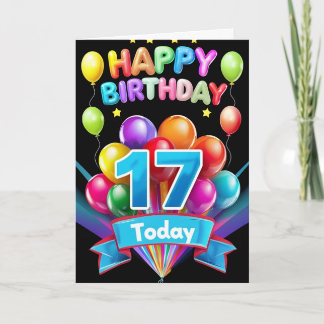 Cartão Feliz 17º aniversário (Frente)