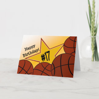 Cartão Feliz 17º Aniversário, Estrela de Basquete!
