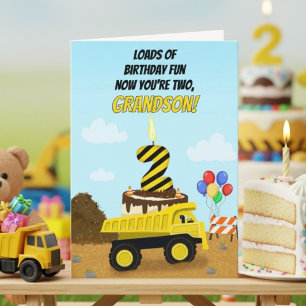 Cartão Feliz 2º Aniversário Neto Caminhão Basculante