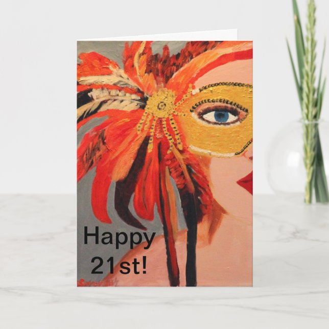 Cartão "Feliz 21 ruas" Sassy Lady Birthday Card (Frente)