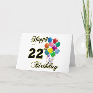 Cartão Feliz 22º aniversário com balões
