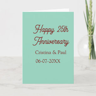 Cartão Feliz 25º aniversário boho retrô verde mauve paste