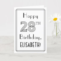 Feliz 28º aniversário, Estilo de Deco de Arte com