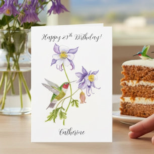 Cartão Feliz 29º Aniversário Columbine com Beija-flor