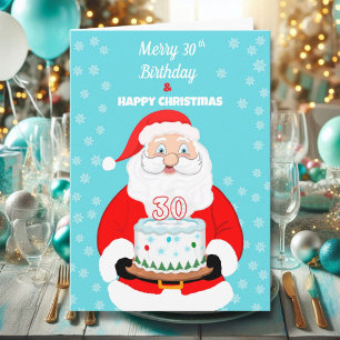 Cartão Feliz 30º Aniversário Natal Feliz Papai Noel