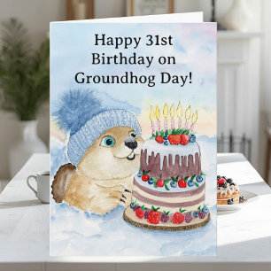 Cartão  Feliz 31º aniversário do Dia da Marmota 