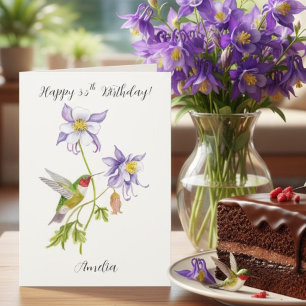 Cartão Feliz 35º Aniversário Columbine com Beija-flor