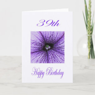 Cartão Feliz 39º aniversário do Blossom roxo