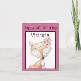Cartão Feliz (4º aniversário) Aniversário - Raposa Tribal