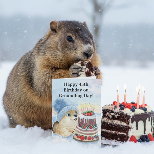 Cartão  Feliz 45º Aniversário do Dia da Marmota  (Criador carregado)