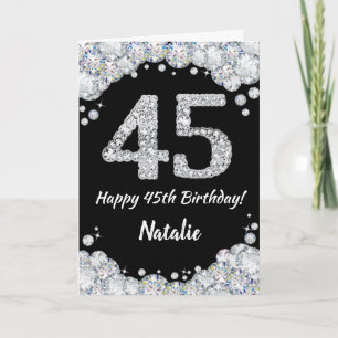 Cartão Feliz 45.º aniversário - Placa brilhante Preta e
