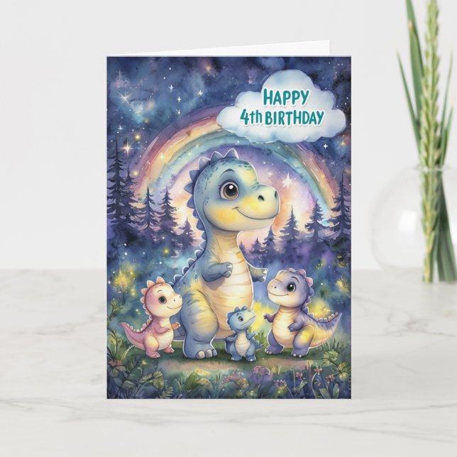 Cartão Feliz 4.º Aniversário (Frente)