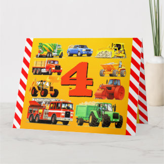 Cartão Feliz 4.º Aniversário da Construção de Caminhões