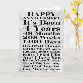 Cartão Feliz 4.º aniversário de casamento da Seda