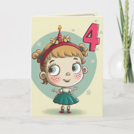Cartão Feliz 4.º Aniversário para Meninas