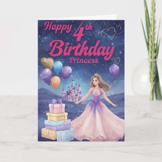 Cartão Feliz 4 de aniversário (Frente)