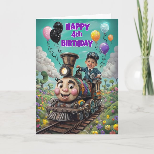 Cartão Feliz 4 de aniversário (Frente)